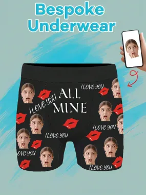 1-Piece Customized Face Underwear Personalized Men's Underwear, Customized Pictures, Customized Face Portrait Printed Men's Underwear Boxers, Customized Face Underwear Personalized Men's Underwear
