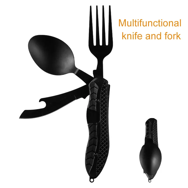 1pc Portable Outdoor Folding Knife, Fork & Spoon Set- Perfect For Camping, Hiking & Mountaineering!