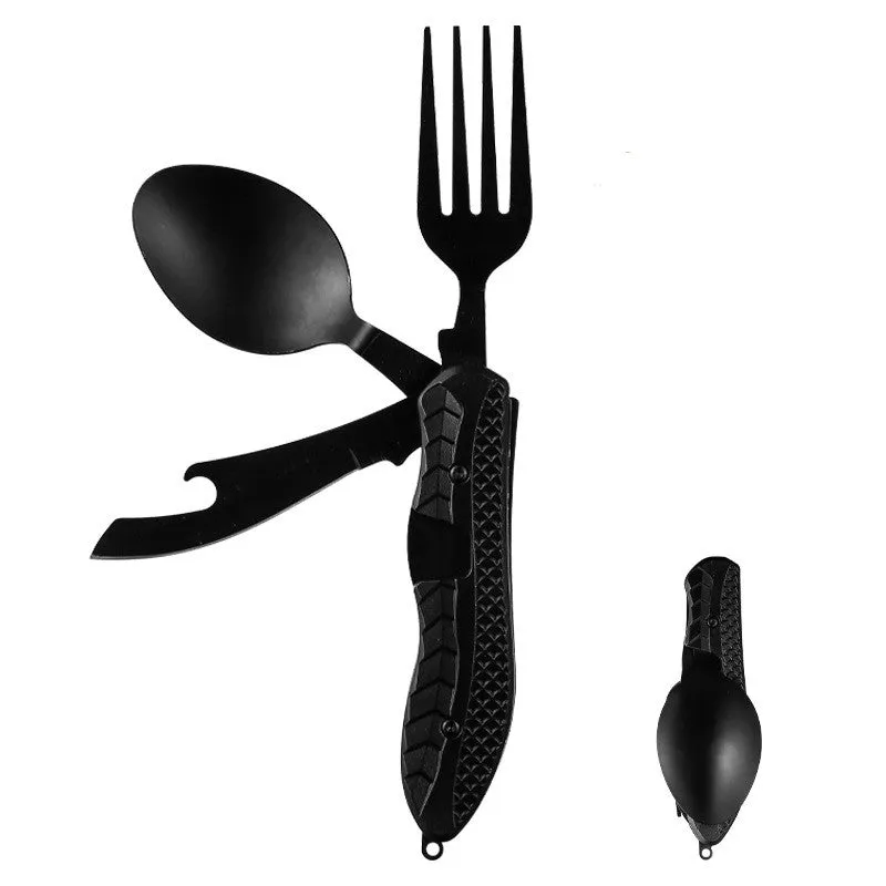 1pc Portable Outdoor Folding Knife, Fork & Spoon Set- Perfect For Camping, Hiking & Mountaineering!