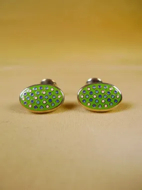 24/0382g turnbull & asser green spotted design cufflinks