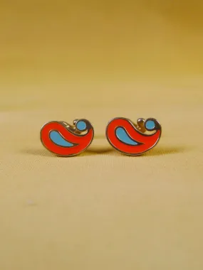 24/0393ot turnbull & asser orange teal paisley design cufflinks