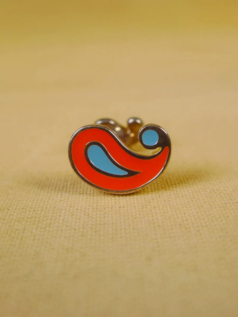 24/0393ot turnbull & asser orange teal paisley design cufflinks