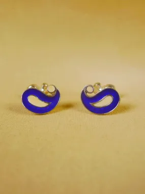 24/0403a hallmarked silver blue / white paisley cufflinks