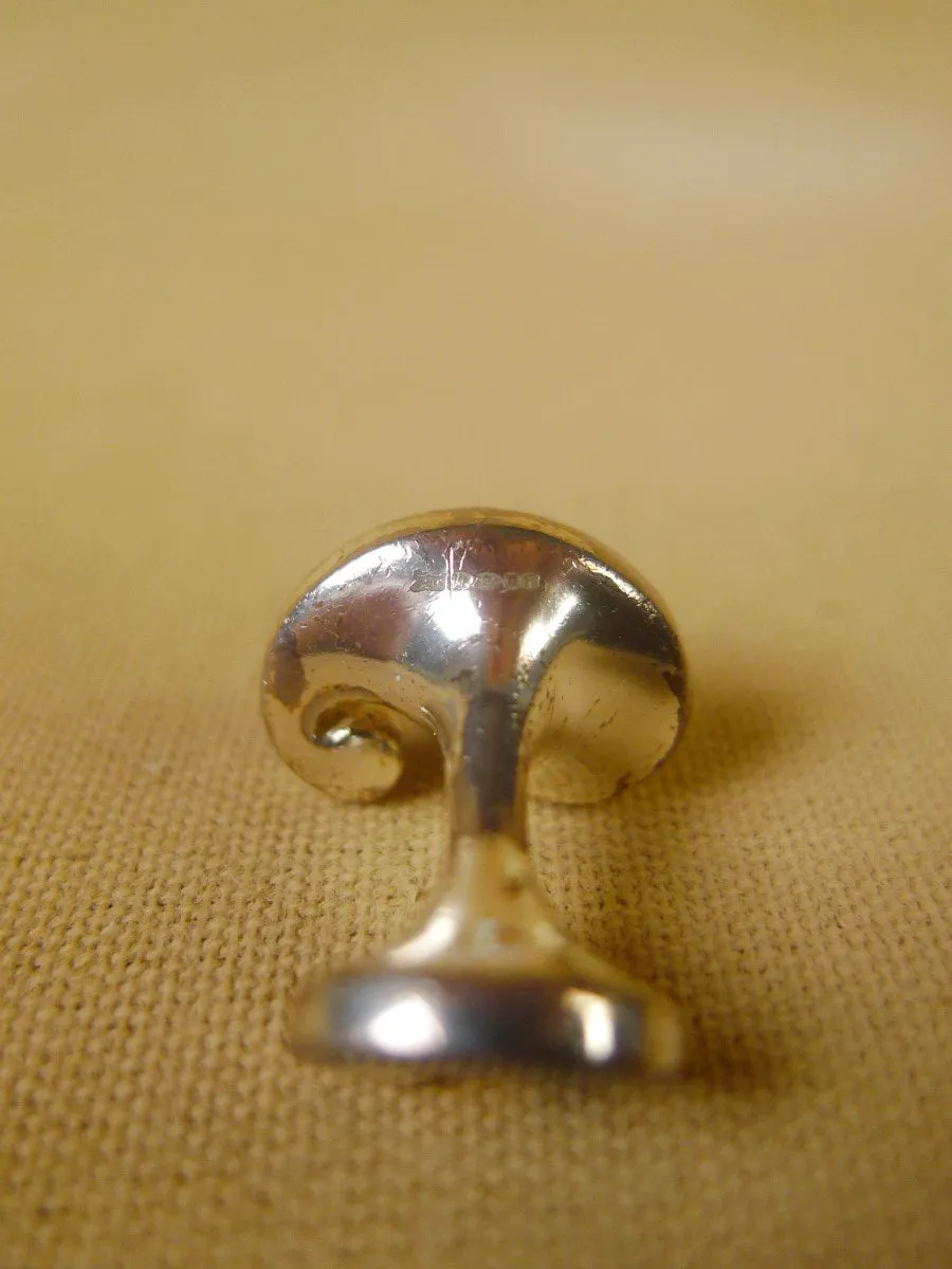 24/0403a hallmarked silver blue / white paisley cufflinks