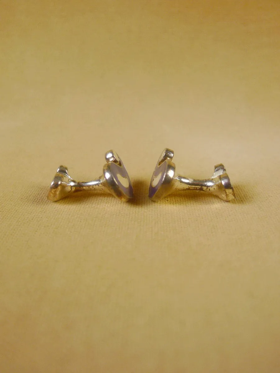 24/0403a hallmarked silver blue / white paisley cufflinks
