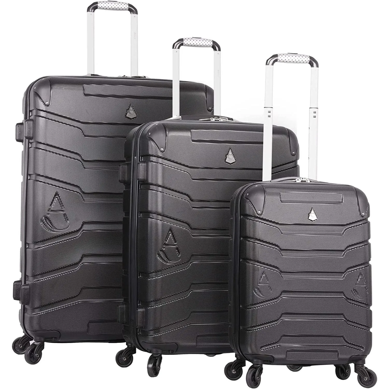 Aerolite Lightweight 4 Wheel ABS Hard Shell Spinner Luggage (21” Cabin , 25” Medium Hold, 29” Large Hold) With inbuilt USB Port (21"), Inbuilt Luggage Scale (25" & 29"), Charcoal
