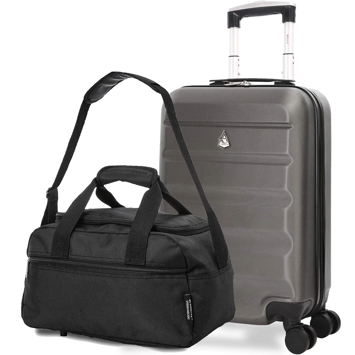 Aerolite Ryanair Bundle (55x35x20cm) Lightweight ABS Hard Shell Travel Carry On Cabin Suitcase   (40x20x25cm) Ryanair MAXIMUM Sized Holdall Cabin Bag