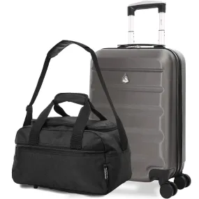Aerolite Ryanair Bundle (55x35x20cm) Lightweight ABS Hard Shell Travel Carry On Cabin Suitcase   (40x20x25cm) Ryanair MAXIMUM Sized Holdall Cabin Bag