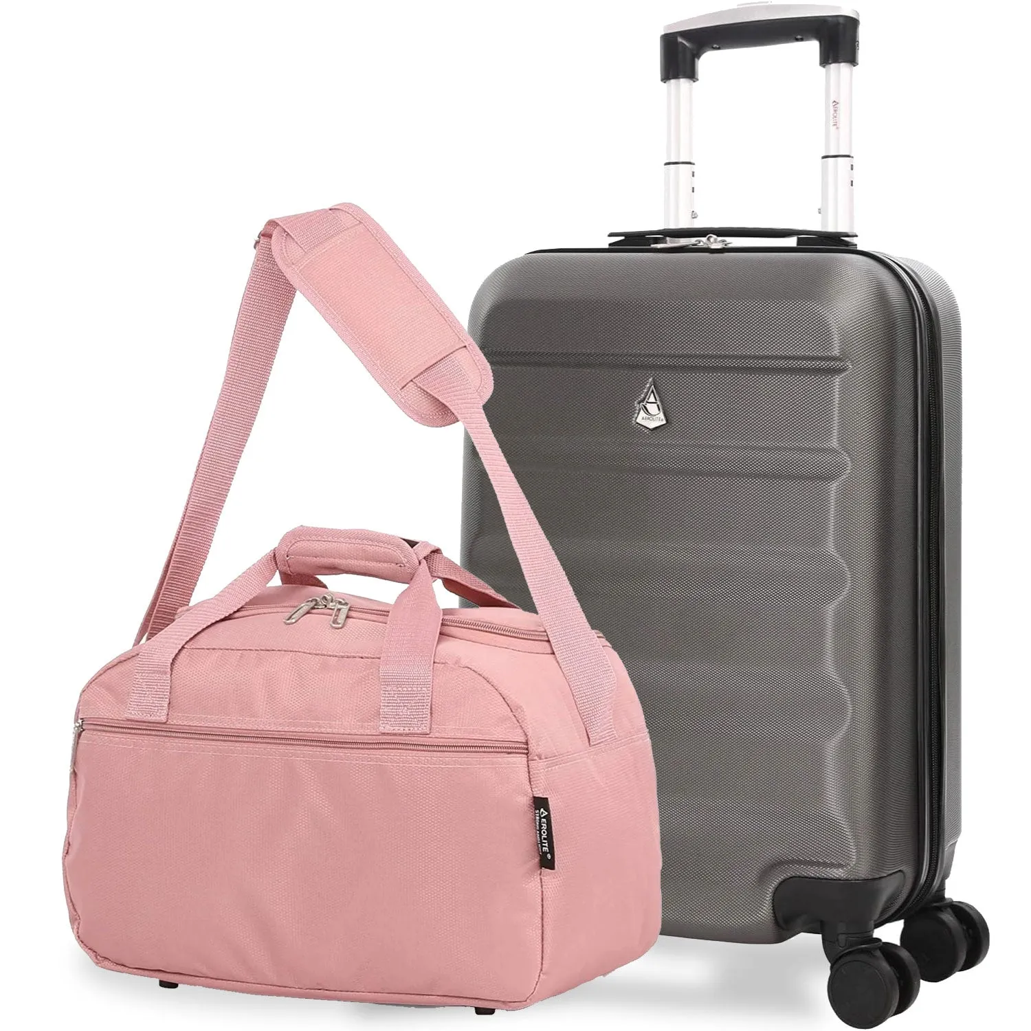 Aerolite Ryanair Bundle (55x35x20cm) Lightweight ABS Hard Shell Travel Carry On Cabin Suitcase   (40x20x25cm) Ryanair MAXIMUM Sized Holdall Cabin Bag