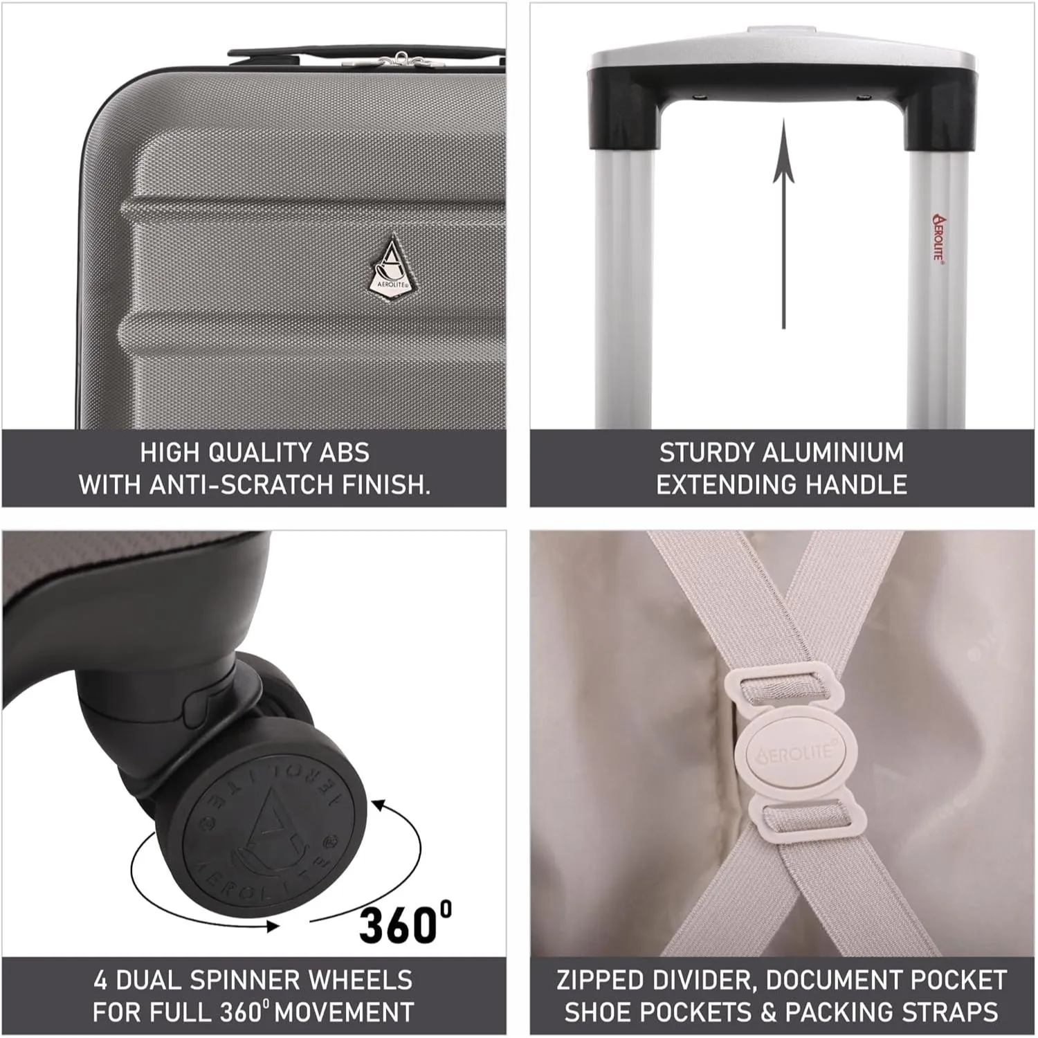 Aerolite Ryanair Bundle (55x35x20cm) Lightweight ABS Hard Shell Travel Carry On Cabin Suitcase   (40x20x25cm) Ryanair MAXIMUM Sized Holdall Cabin Bag