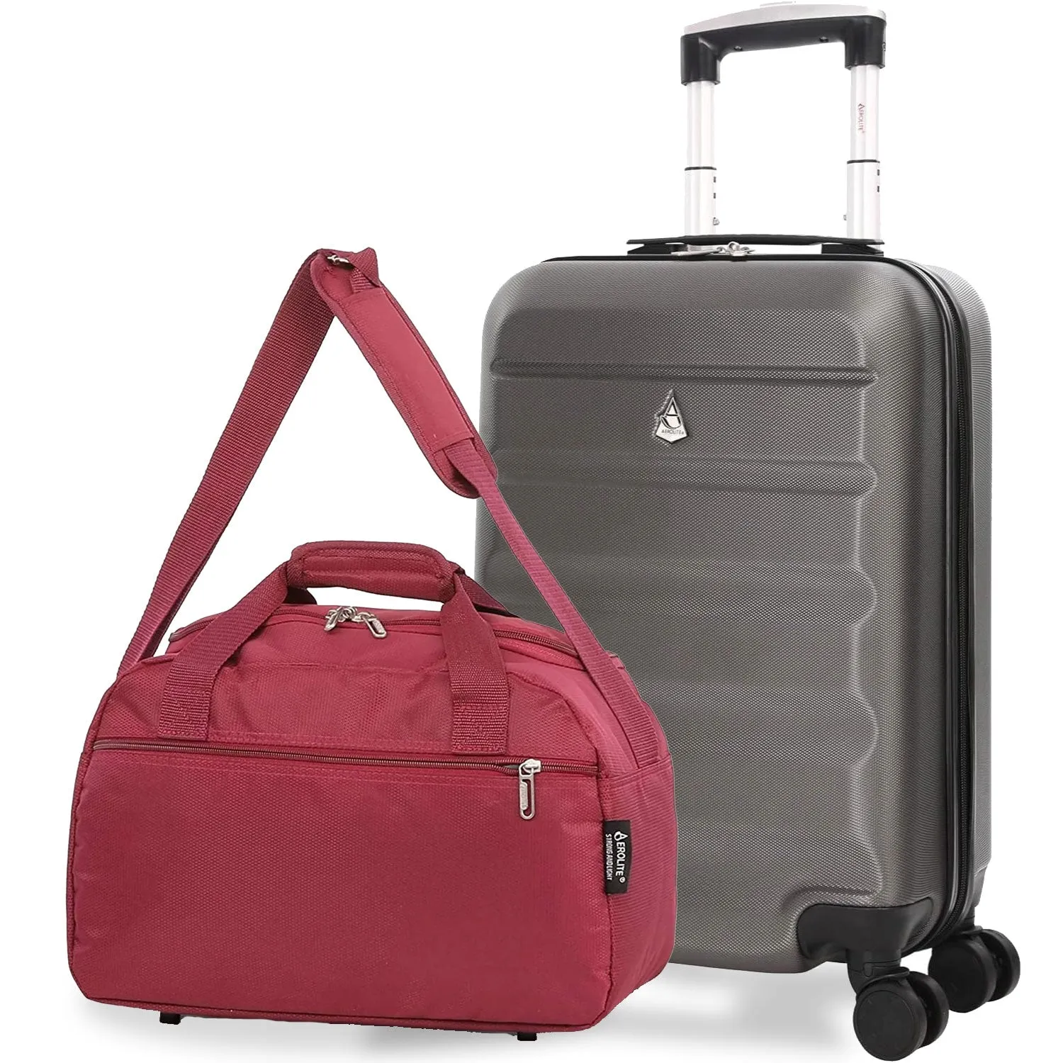 Aerolite Ryanair Bundle (55x35x20cm) Lightweight ABS Hard Shell Travel Carry On Cabin Suitcase   (40x20x25cm) Ryanair MAXIMUM Sized Holdall Cabin Bag