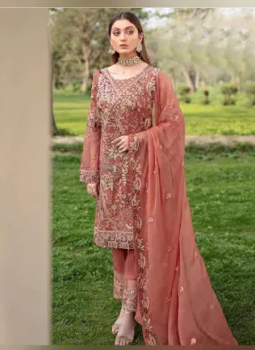 Amazing Peach color With Georgette Base Pakistani Suit
