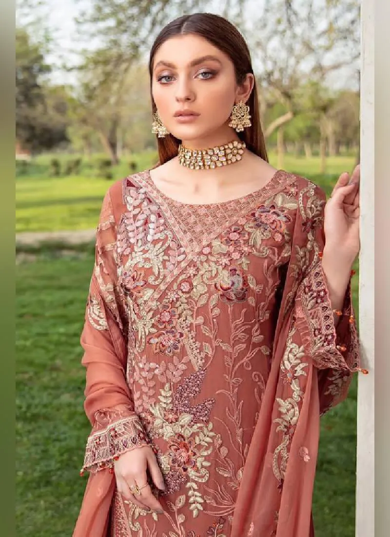 Amazing Peach color With Georgette Base Pakistani Suit