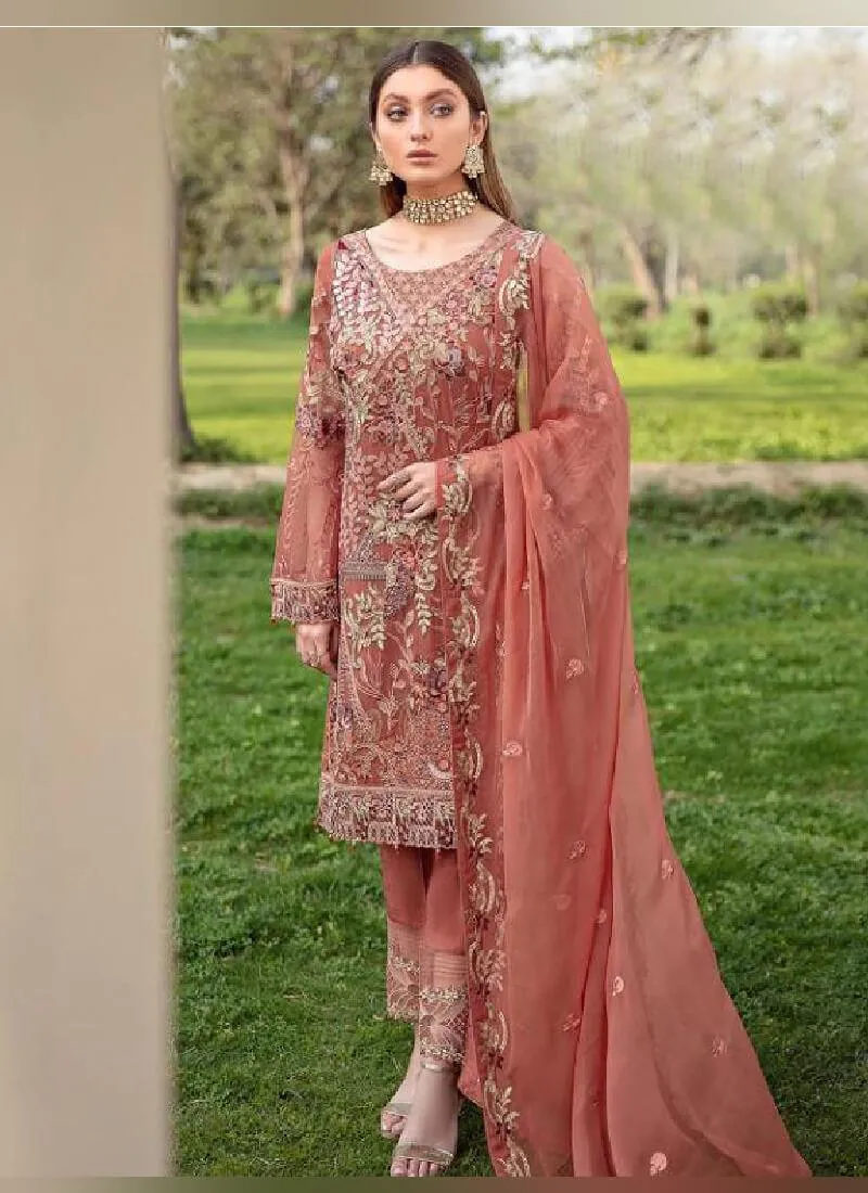 Amazing Peach color With Georgette Base Pakistani Suit