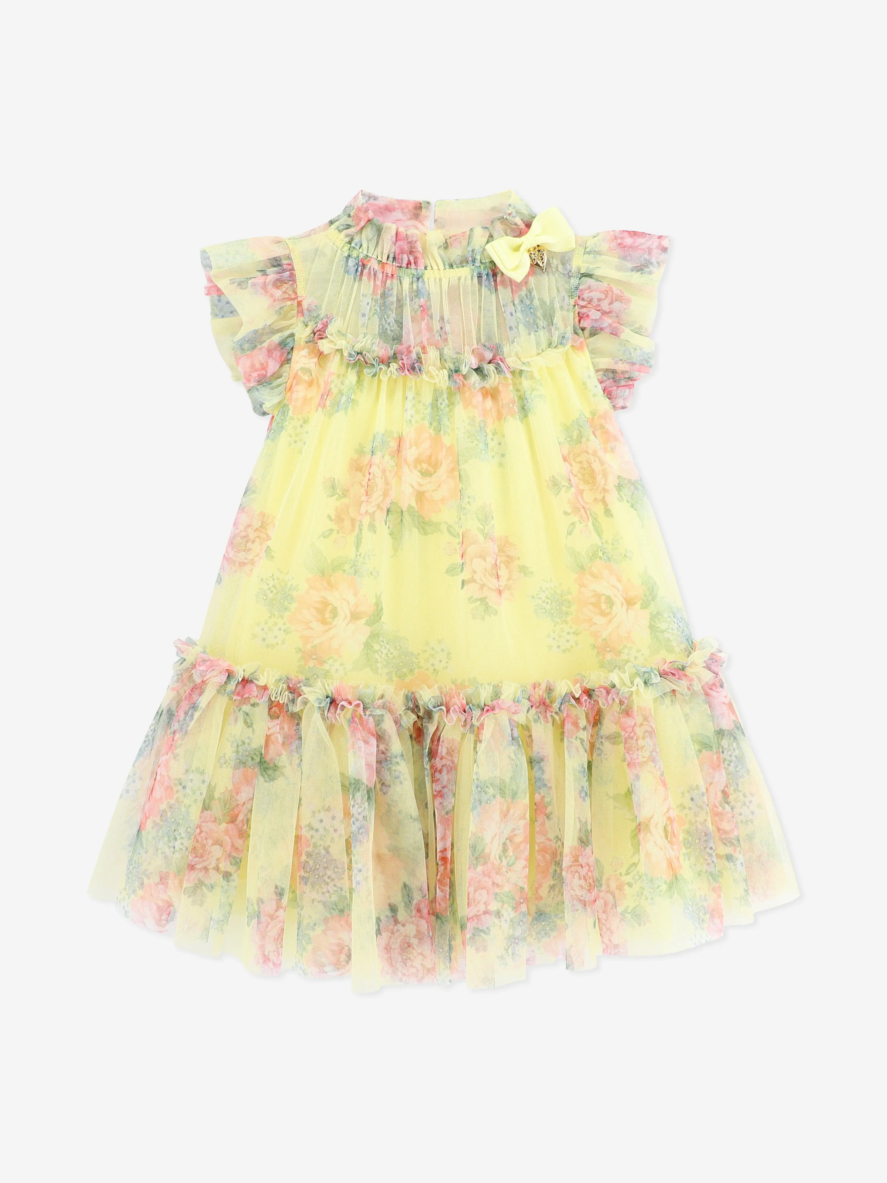 Angels Face Girls Marigold Flower Tulle Dress in Yellow