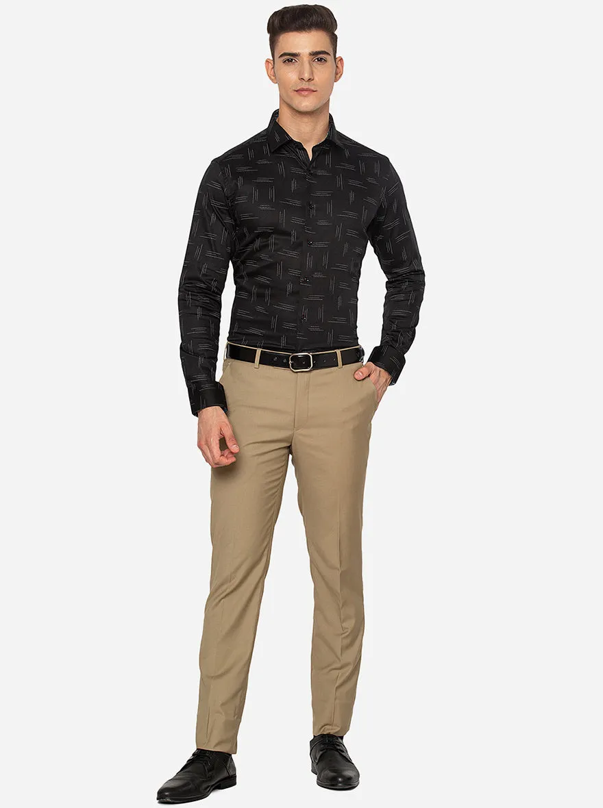 Black & White Printed Slim Fit Party Wear Shirt | JB Studio