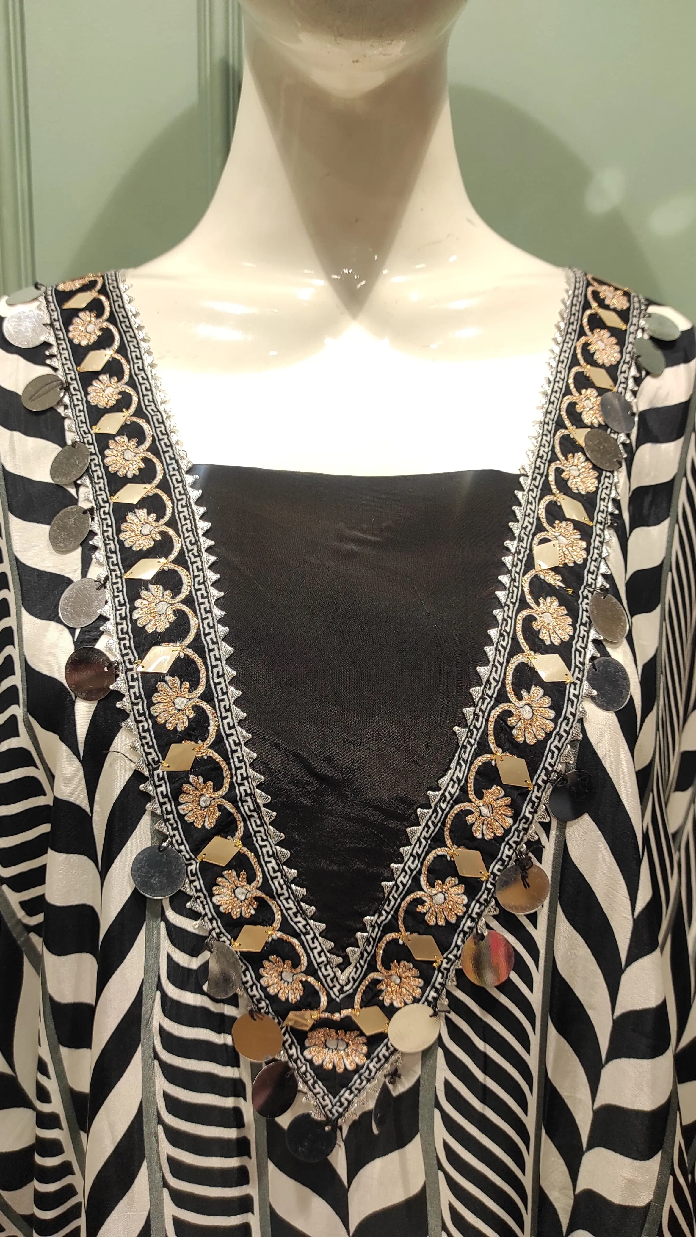 Black and White Printed Dhoti Set