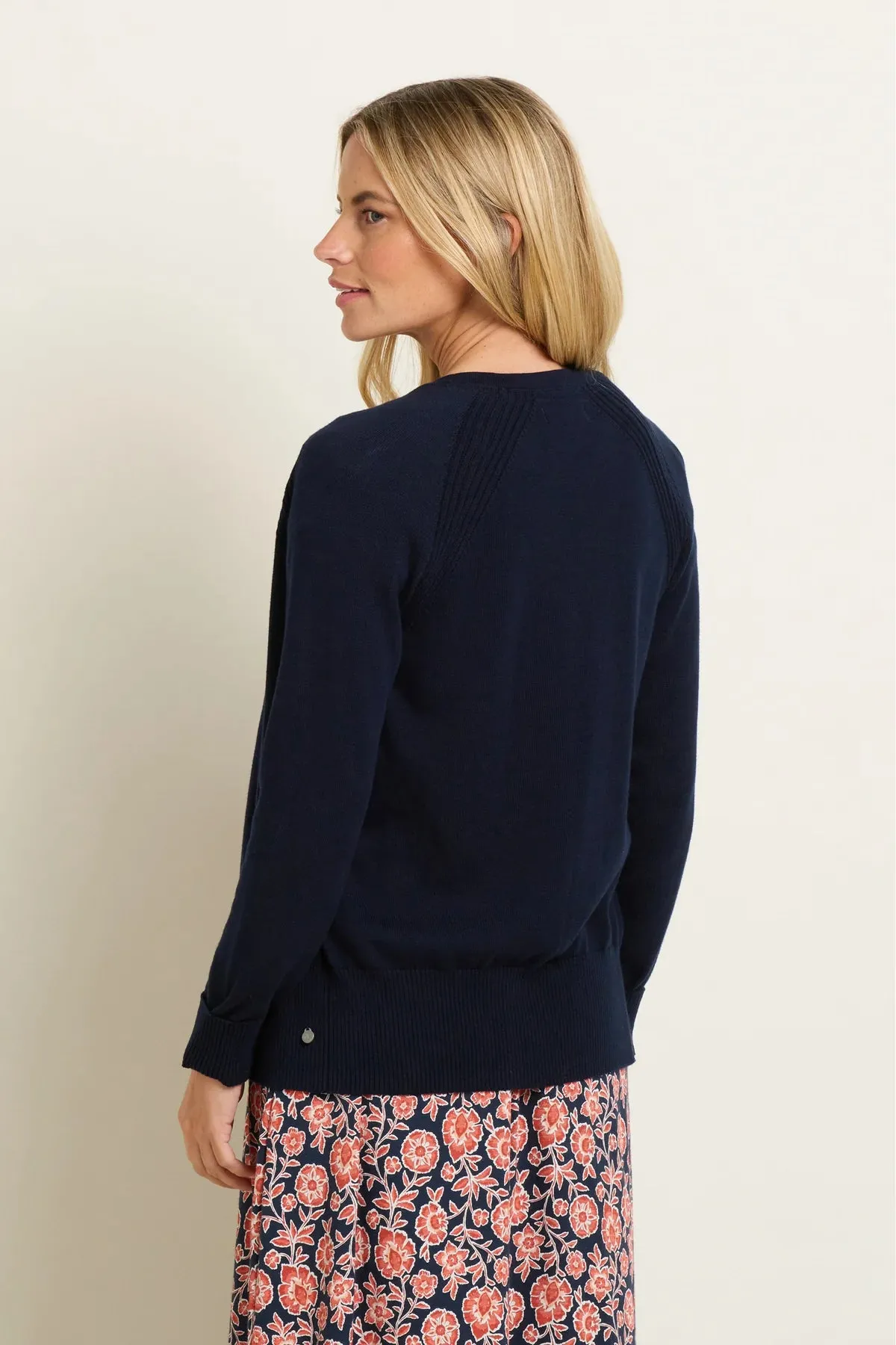 Brakeburn Pop Detail Knitted Cardigan Navy