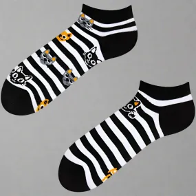 Cats & Stripes Black & White Low Odd Socks