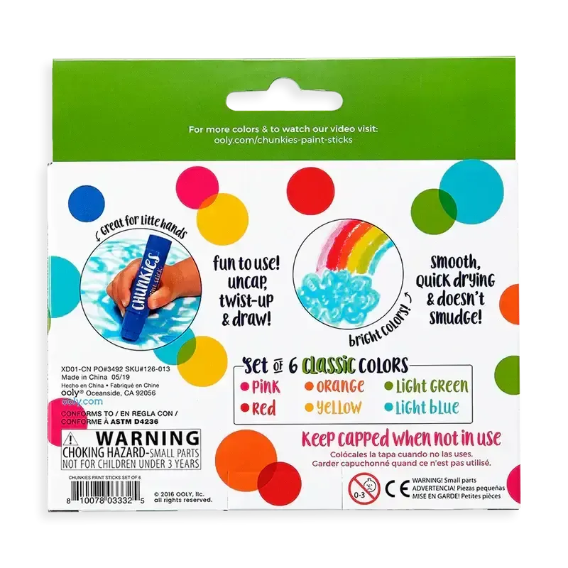 chunkies paint sticks - classic pack - set of 6
