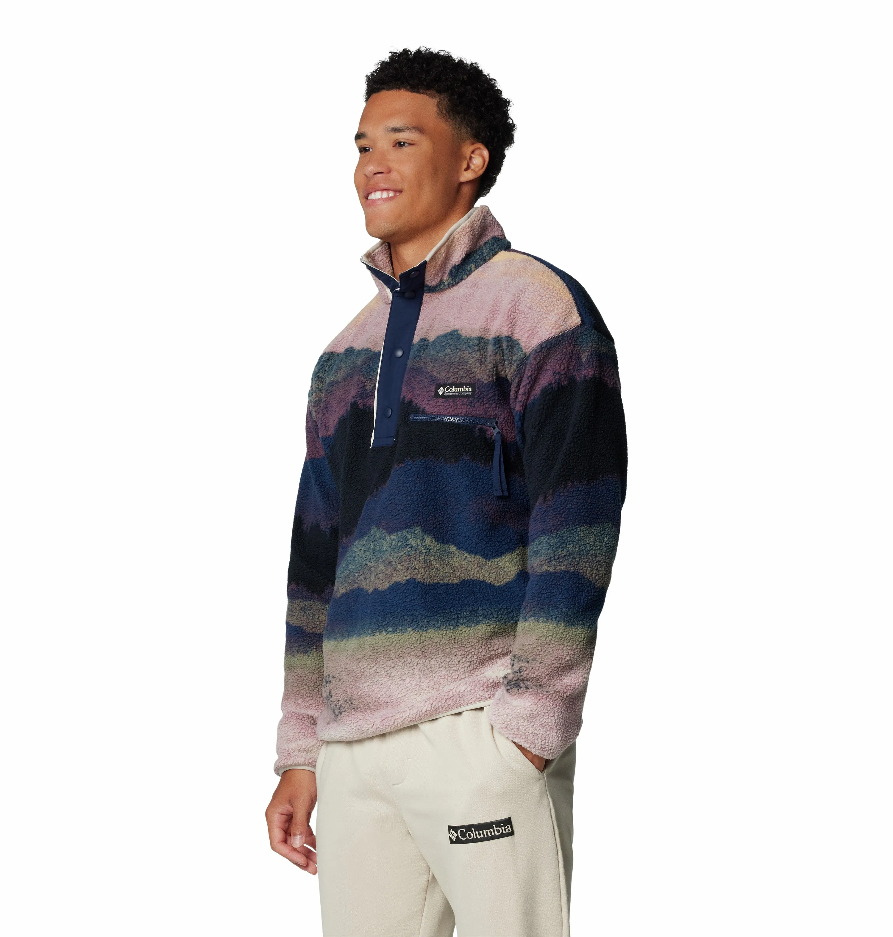 Columbia Men's Regular Fit Helvetia Overhead Fleece-NAVY