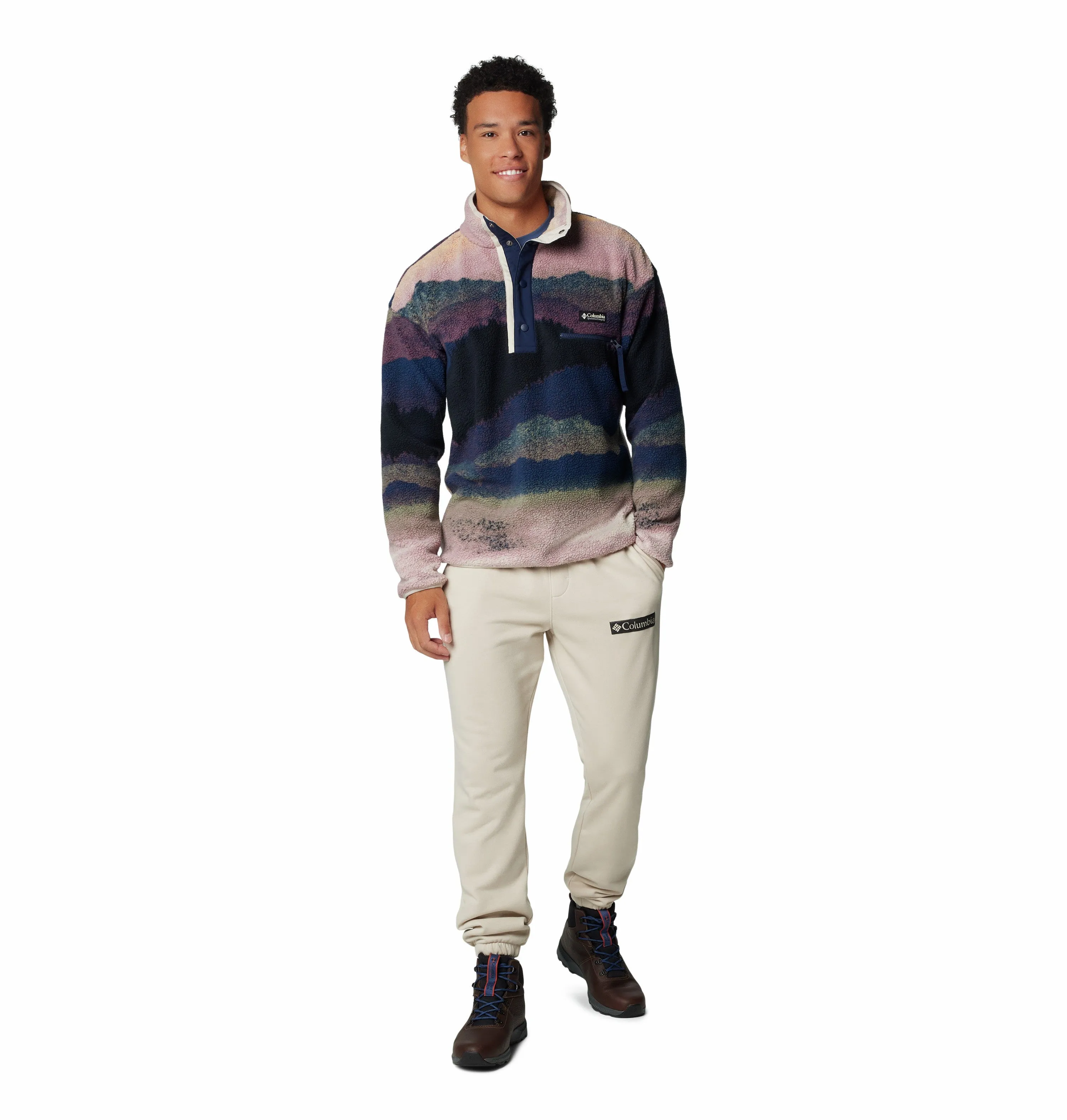 Columbia Men's Regular Fit Helvetia Overhead Fleece-NAVY