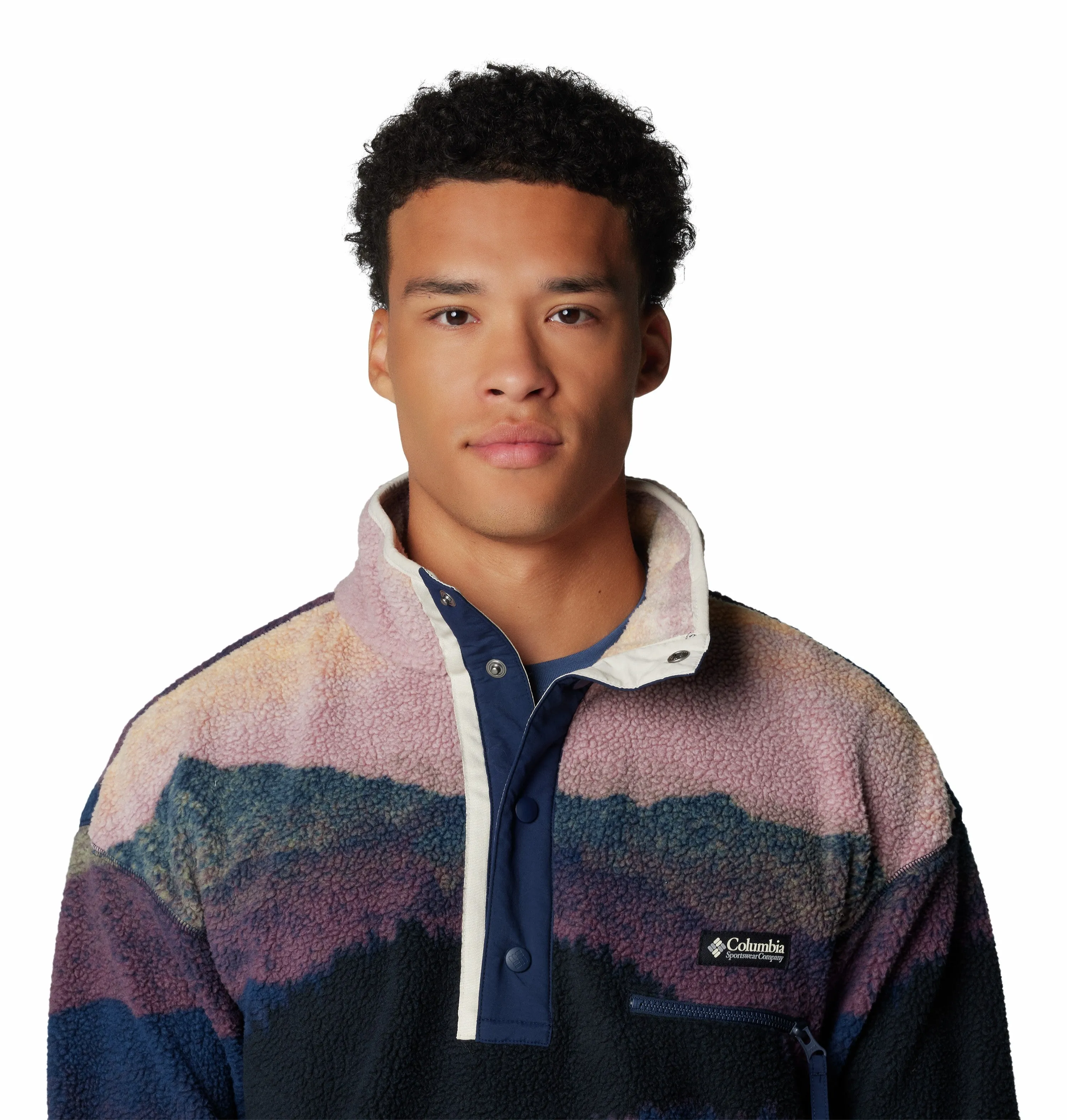 Columbia Men's Regular Fit Helvetia Overhead Fleece-NAVY