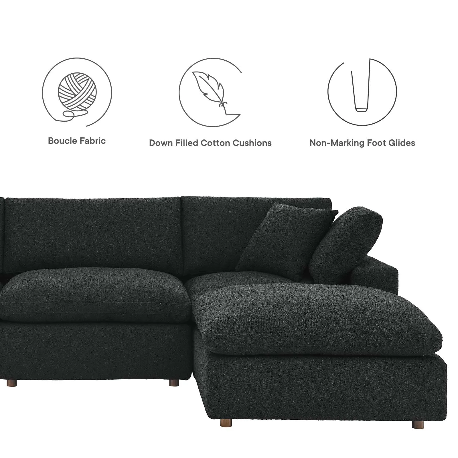 Commix Down Filled Overstuffed Boucle Fabric 5-Piece Sectional Sofa by Modway