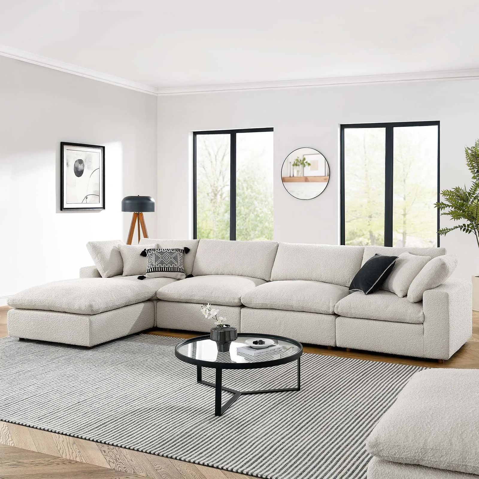 Commix Down Filled Overstuffed Boucle Fabric 5-Piece Sectional Sofa by Modway