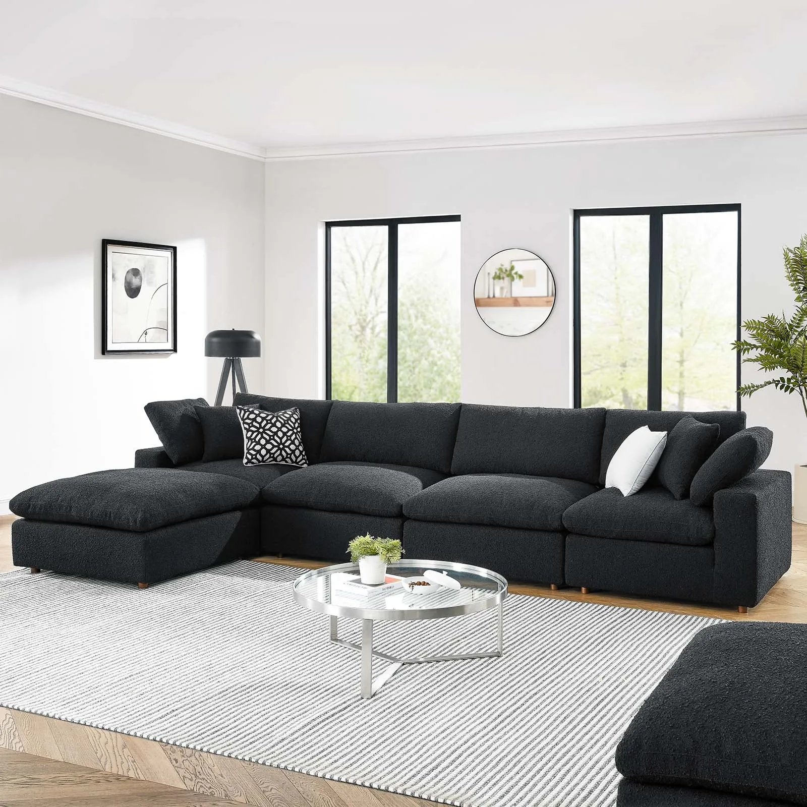 Commix Down Filled Overstuffed Boucle Fabric 5-Piece Sectional Sofa by Modway