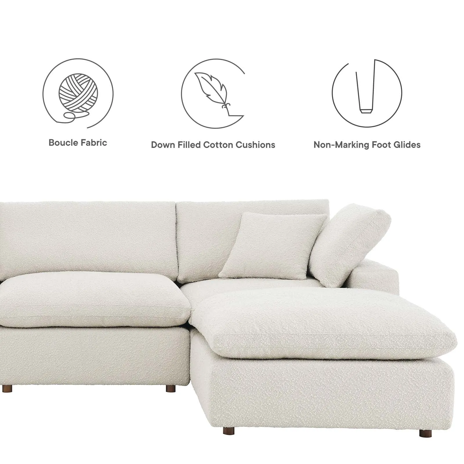 Commix Down Filled Overstuffed Boucle Fabric 5-Piece Sectional Sofa by Modway
