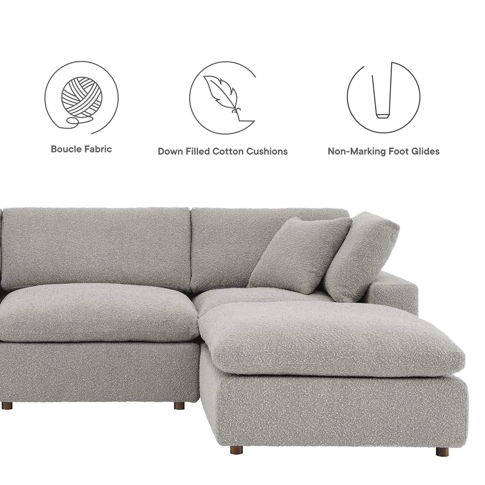 Commix Down Filled Overstuffed Boucle Fabric 5-Piece Sectional Sofa by Modway