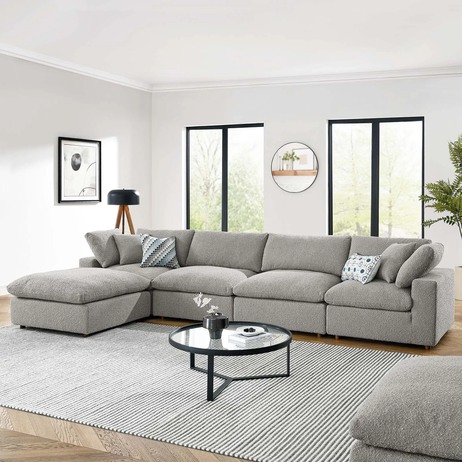 Commix Down Filled Overstuffed Boucle Fabric 5-Piece Sectional Sofa by Modway
