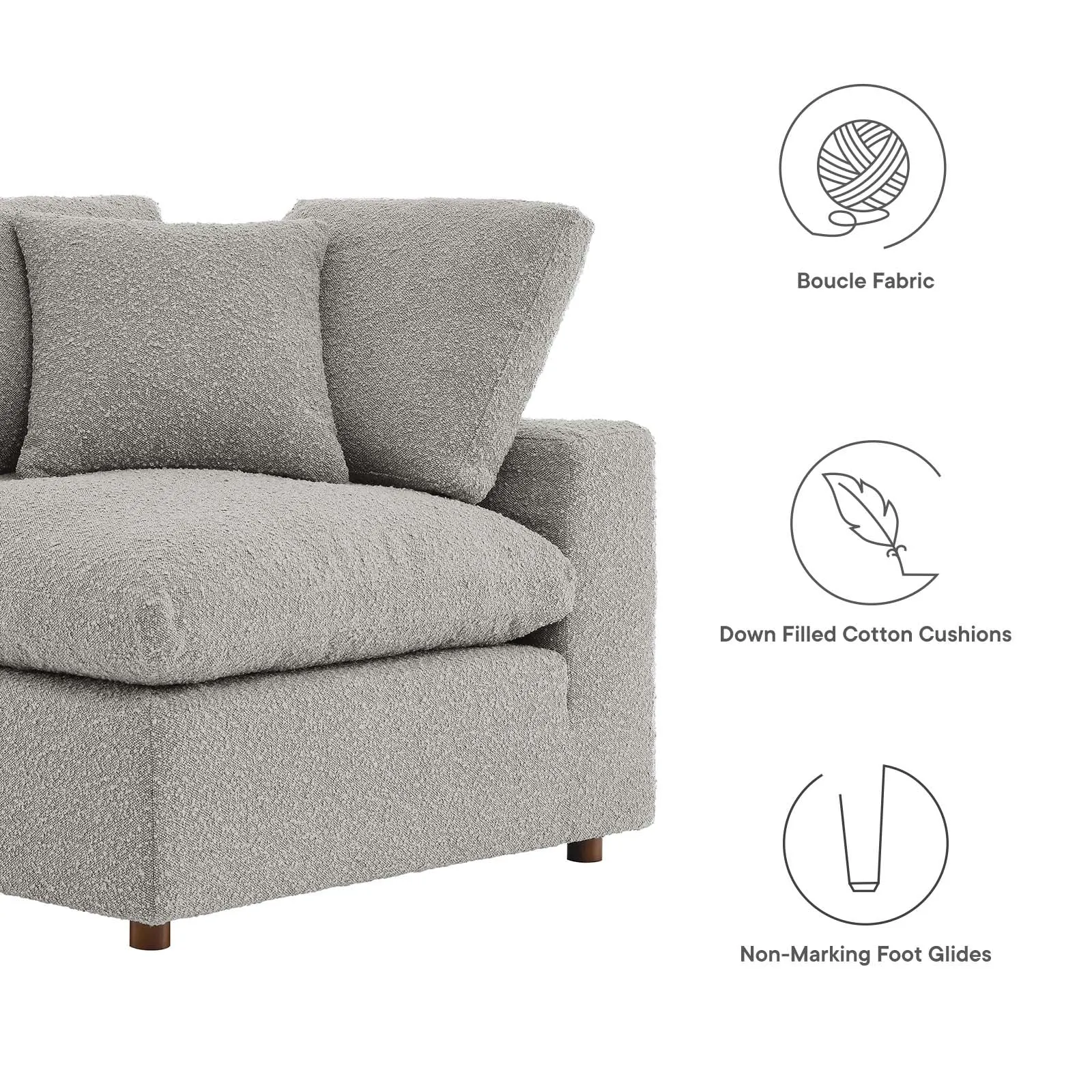 Commix Down Filled Overstuffed Boucle Fabric Corner Chair by Modway
