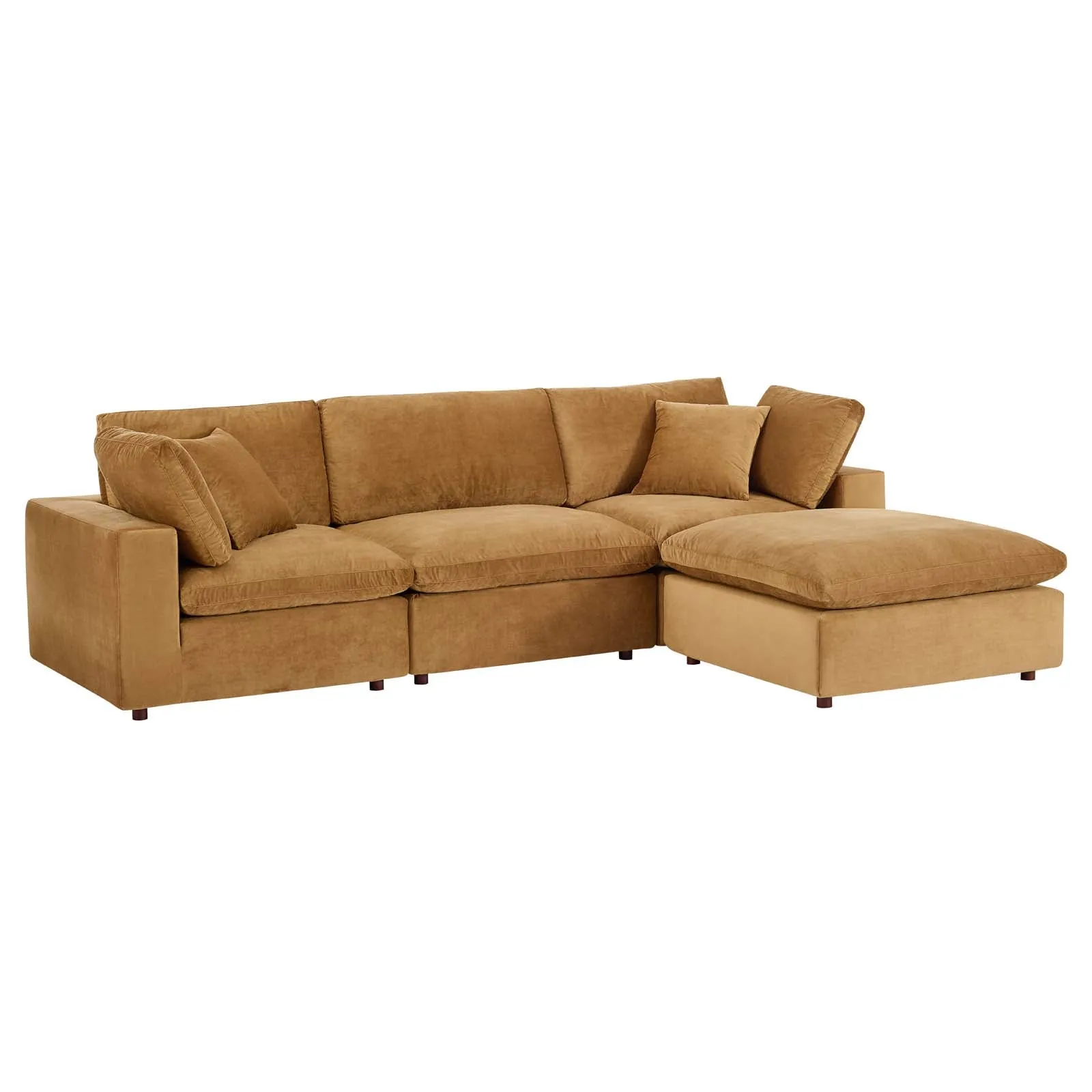 Commix Down Filled Overstuffed Performance Velvet 4-Piece Sectional Sofa by Modway