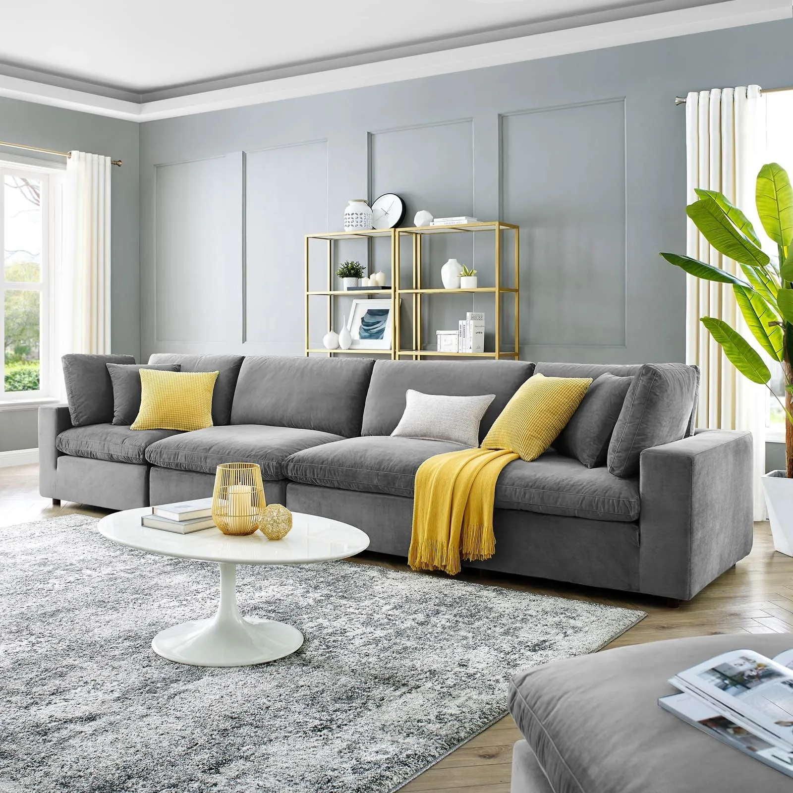Commix Down Filled Overstuffed Performance Velvet 4-Seater Sofa by Modway