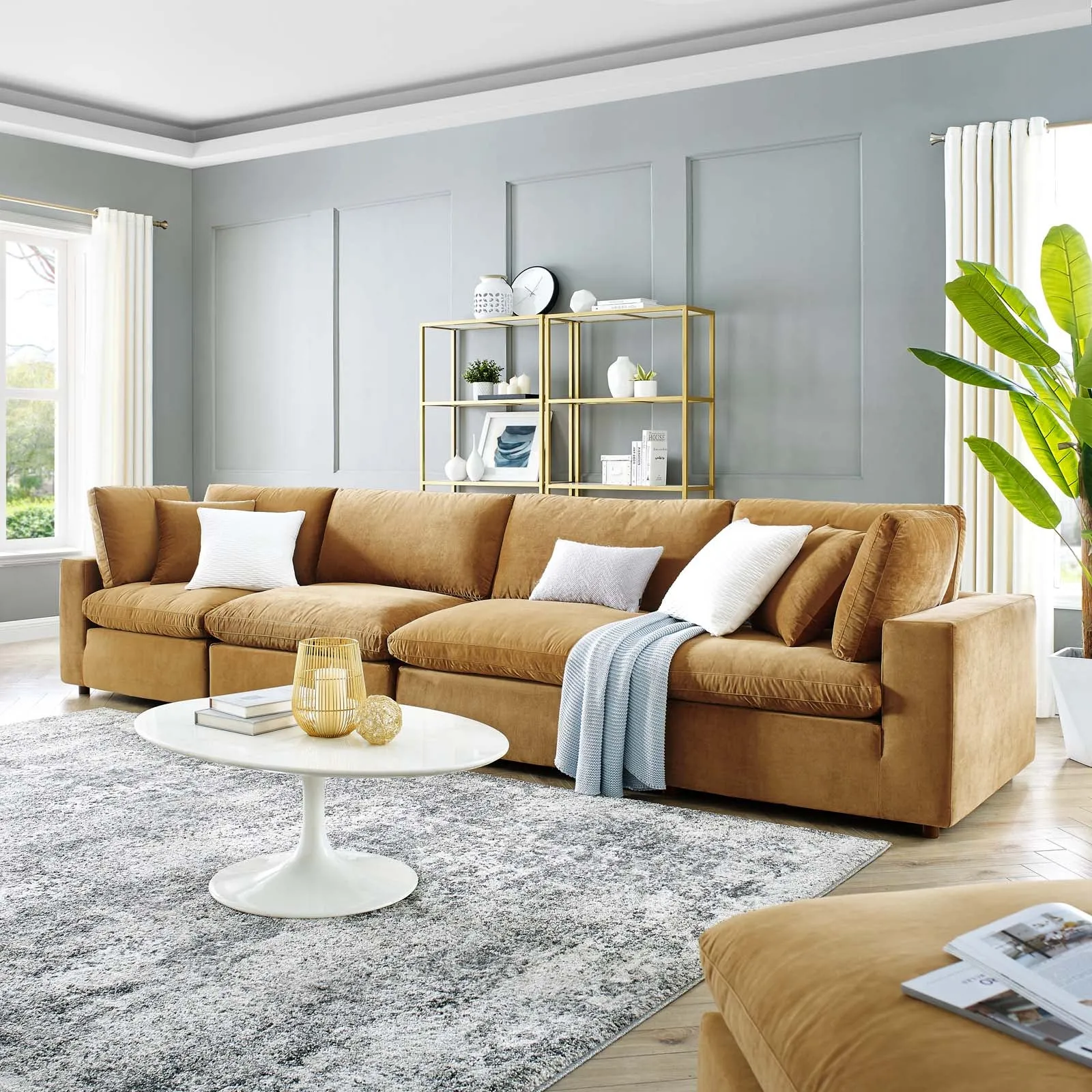 Commix Down Filled Overstuffed Performance Velvet 4-Seater Sofa by Modway