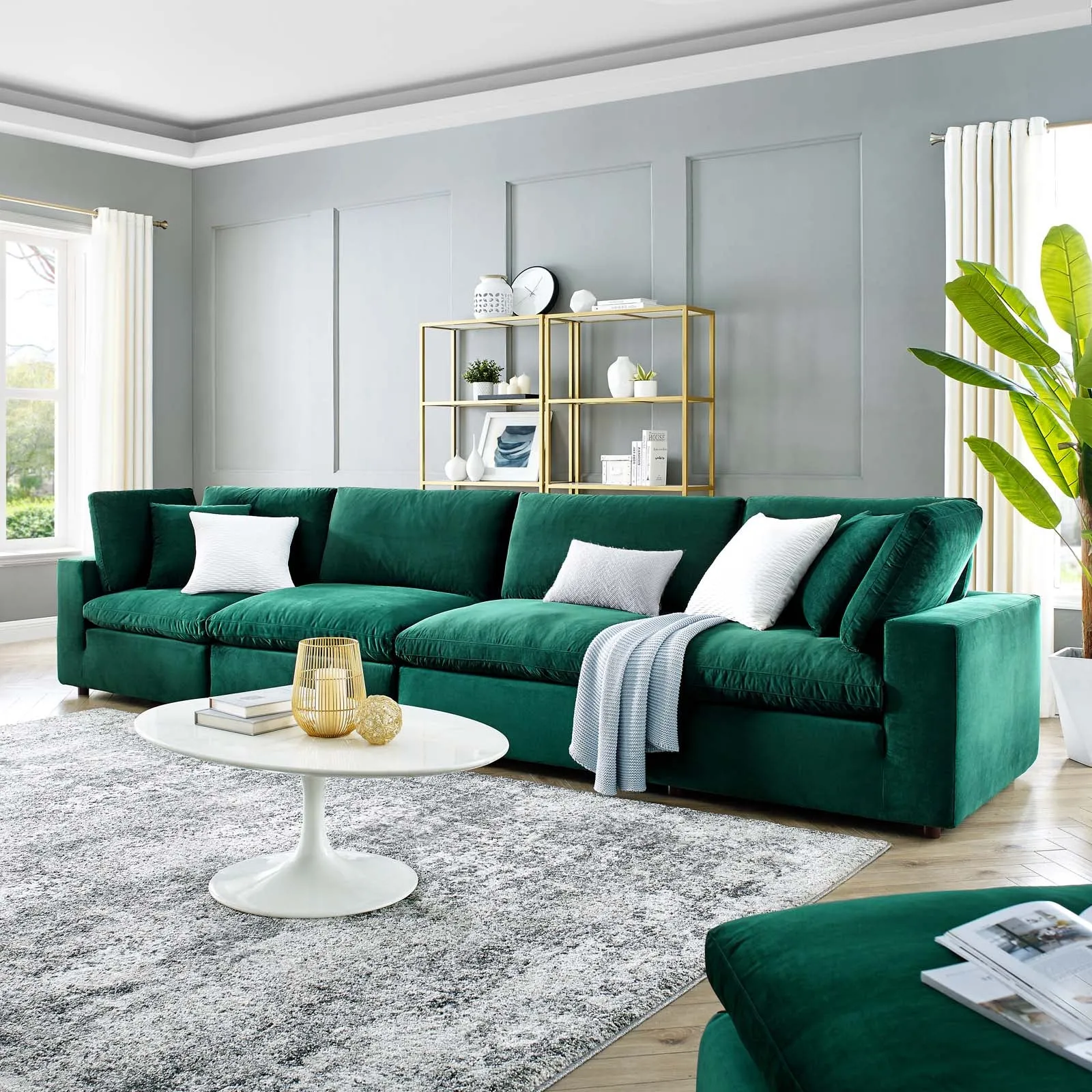 Commix Down Filled Overstuffed Performance Velvet 4-Seater Sofa by Modway
