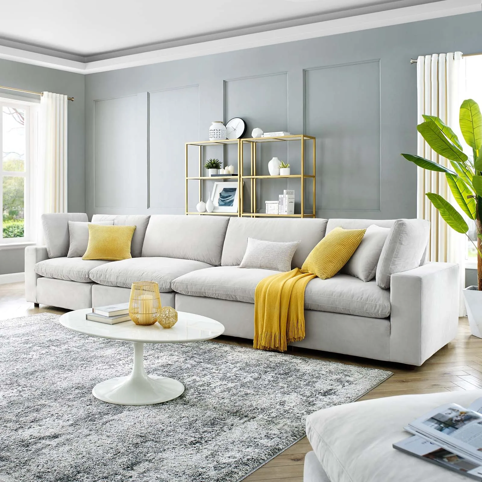 Commix Down Filled Overstuffed Performance Velvet 4-Seater Sofa by Modway
