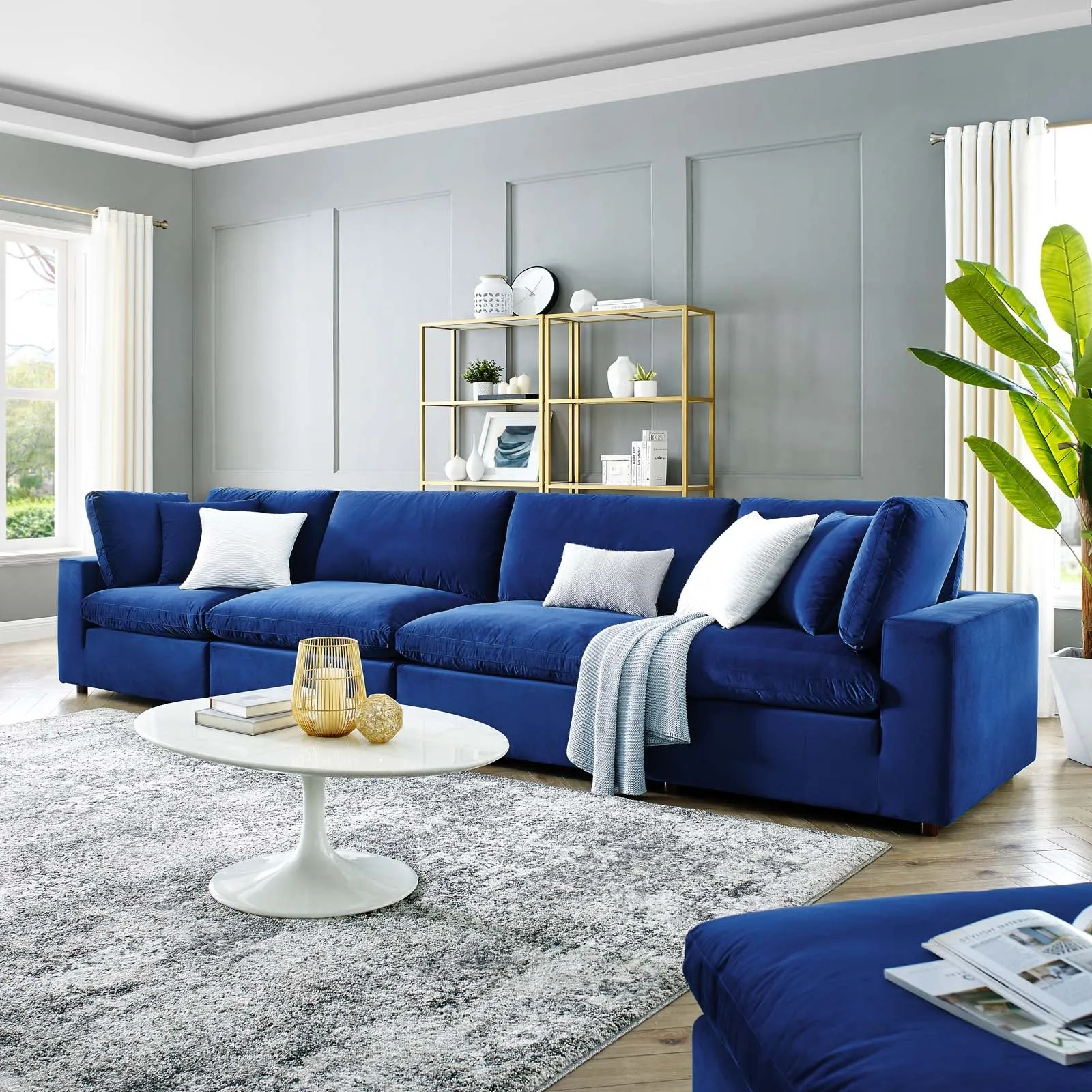 Commix Down Filled Overstuffed Performance Velvet 4-Seater Sofa by Modway