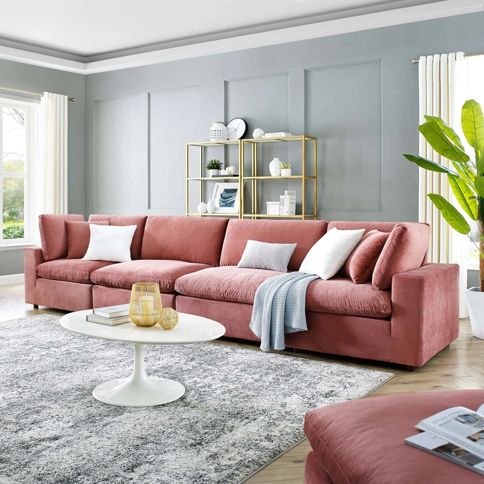 Commix Down Filled Overstuffed Performance Velvet 4-Seater Sofa by Modway