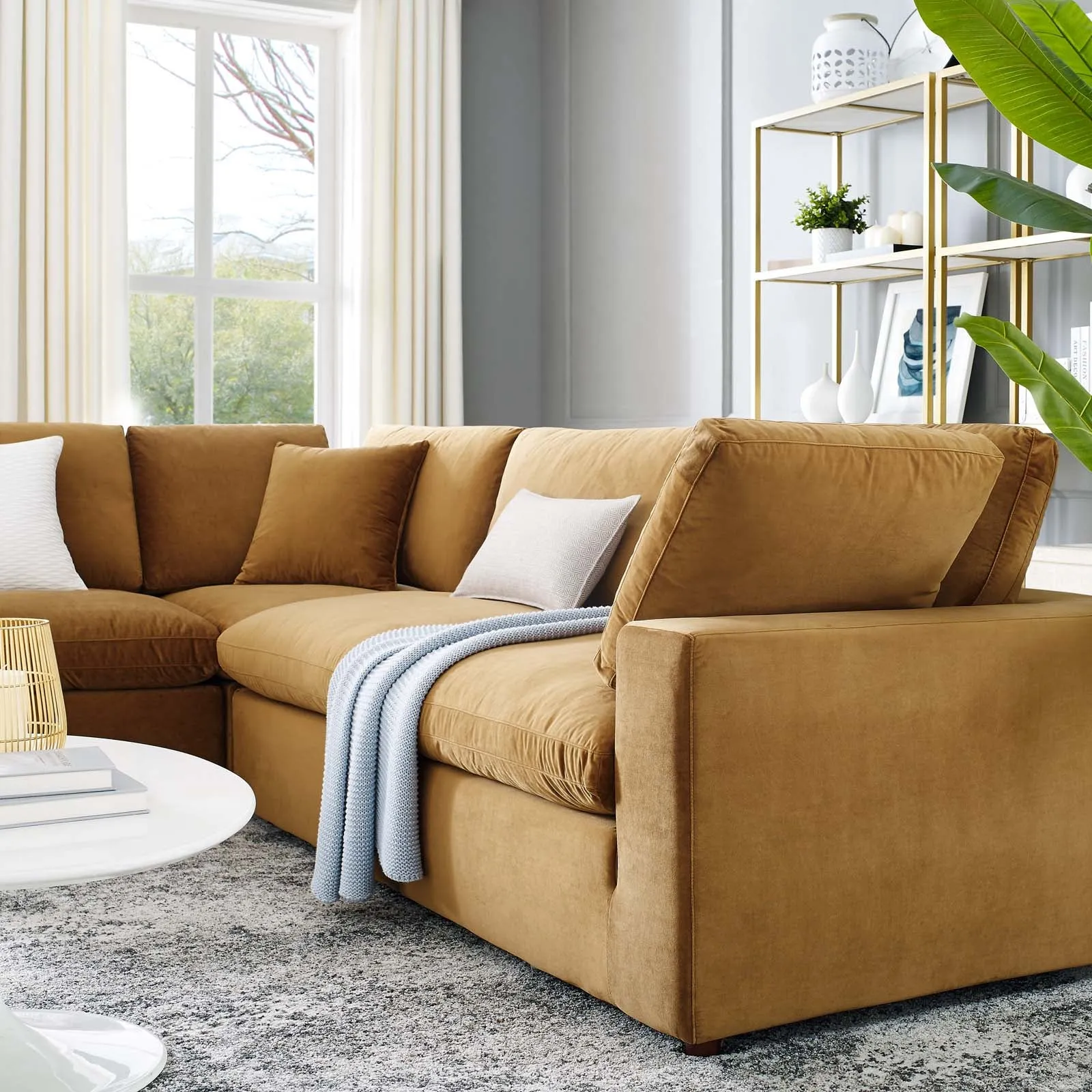 Commix Down Filled Overstuffed Performance Velvet 5-Piece Sectional Sofa by Modway