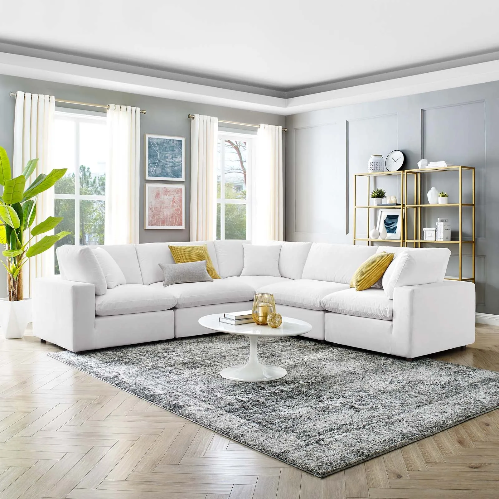 Commix Down Filled Overstuffed Performance Velvet 5-Piece Sectional Sofa by Modway