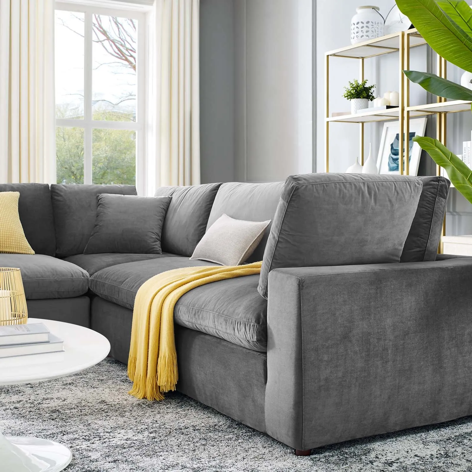 Commix Down Filled Overstuffed Performance Velvet 5-Piece Sectional Sofa by Modway
