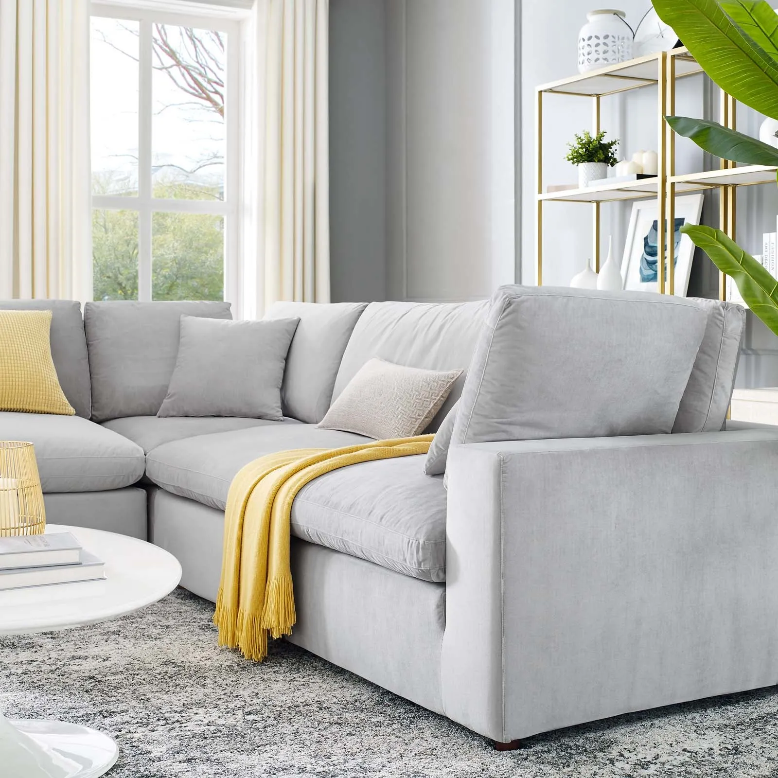 Commix Down Filled Overstuffed Performance Velvet 5-Piece Sectional Sofa by Modway