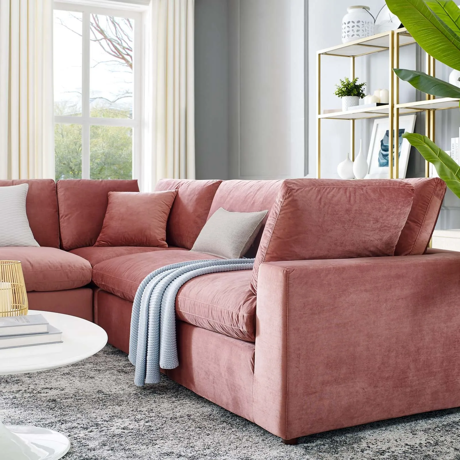 Commix Down Filled Overstuffed Performance Velvet 5-Piece Sectional Sofa by Modway