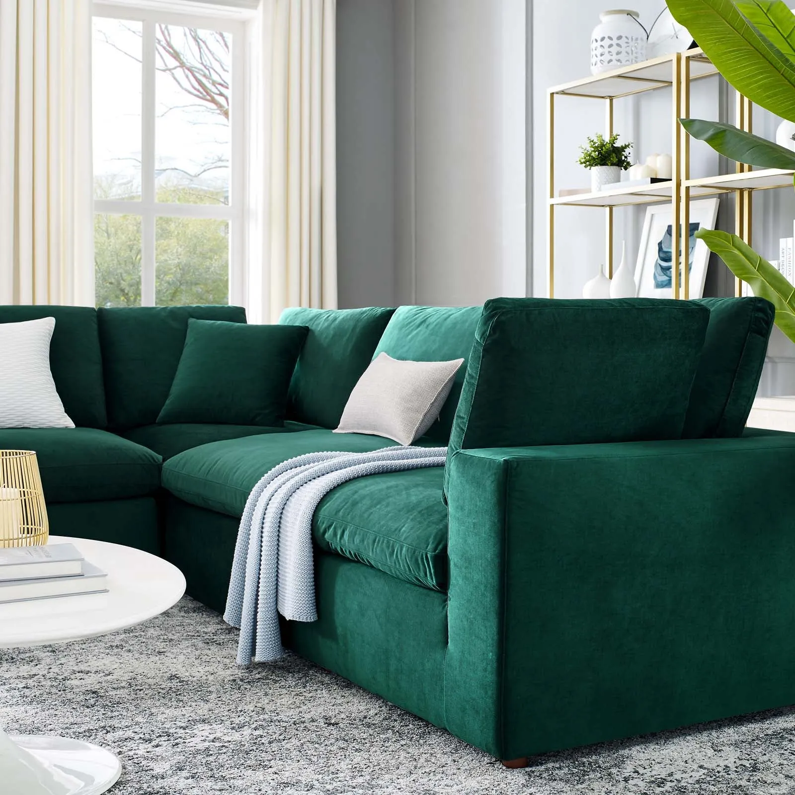 Commix Down Filled Overstuffed Performance Velvet 5-Piece Sectional Sofa by Modway