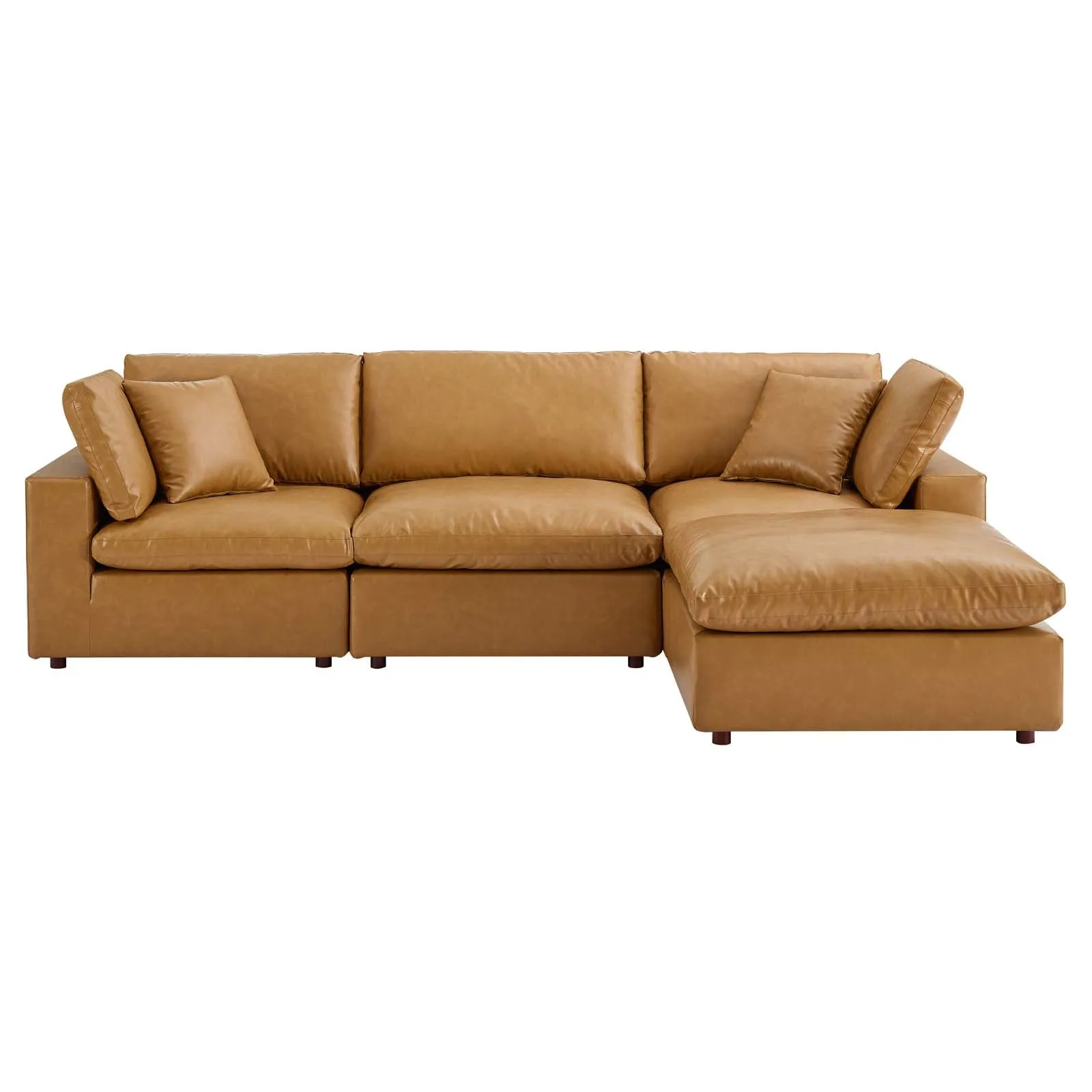 Commix Down Filled Overstuffed Vegan Leather 4-Piece Sectional Sofa by Modway