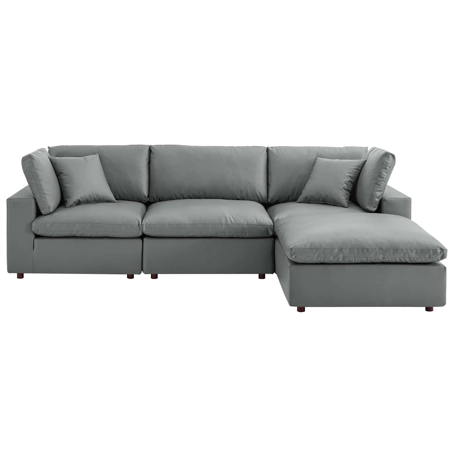 Commix Down Filled Overstuffed Vegan Leather 4-Piece Sectional Sofa by Modway