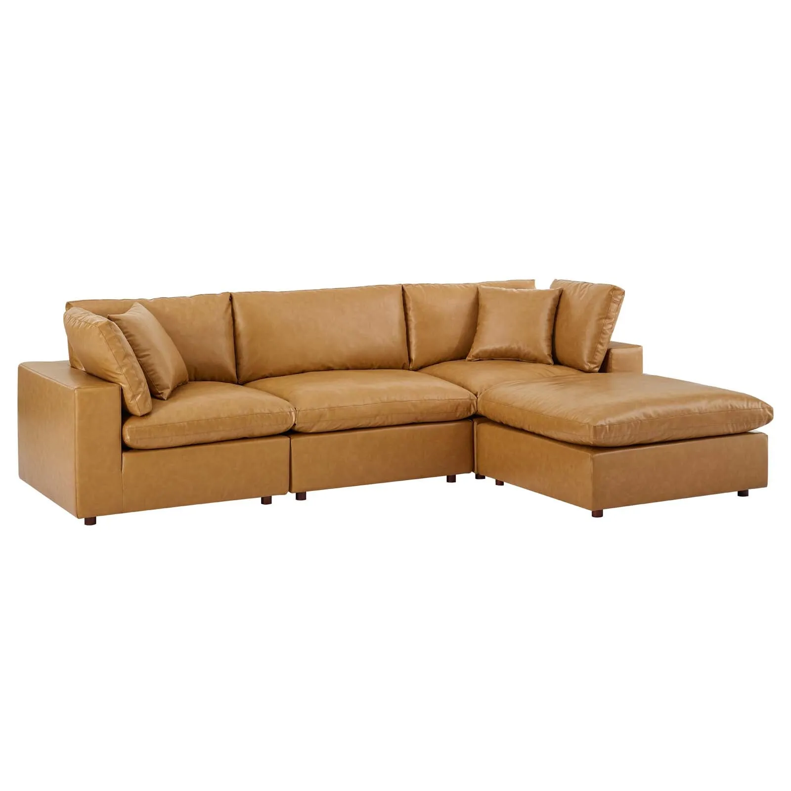 Commix Down Filled Overstuffed Vegan Leather 4-Piece Sectional Sofa by Modway
